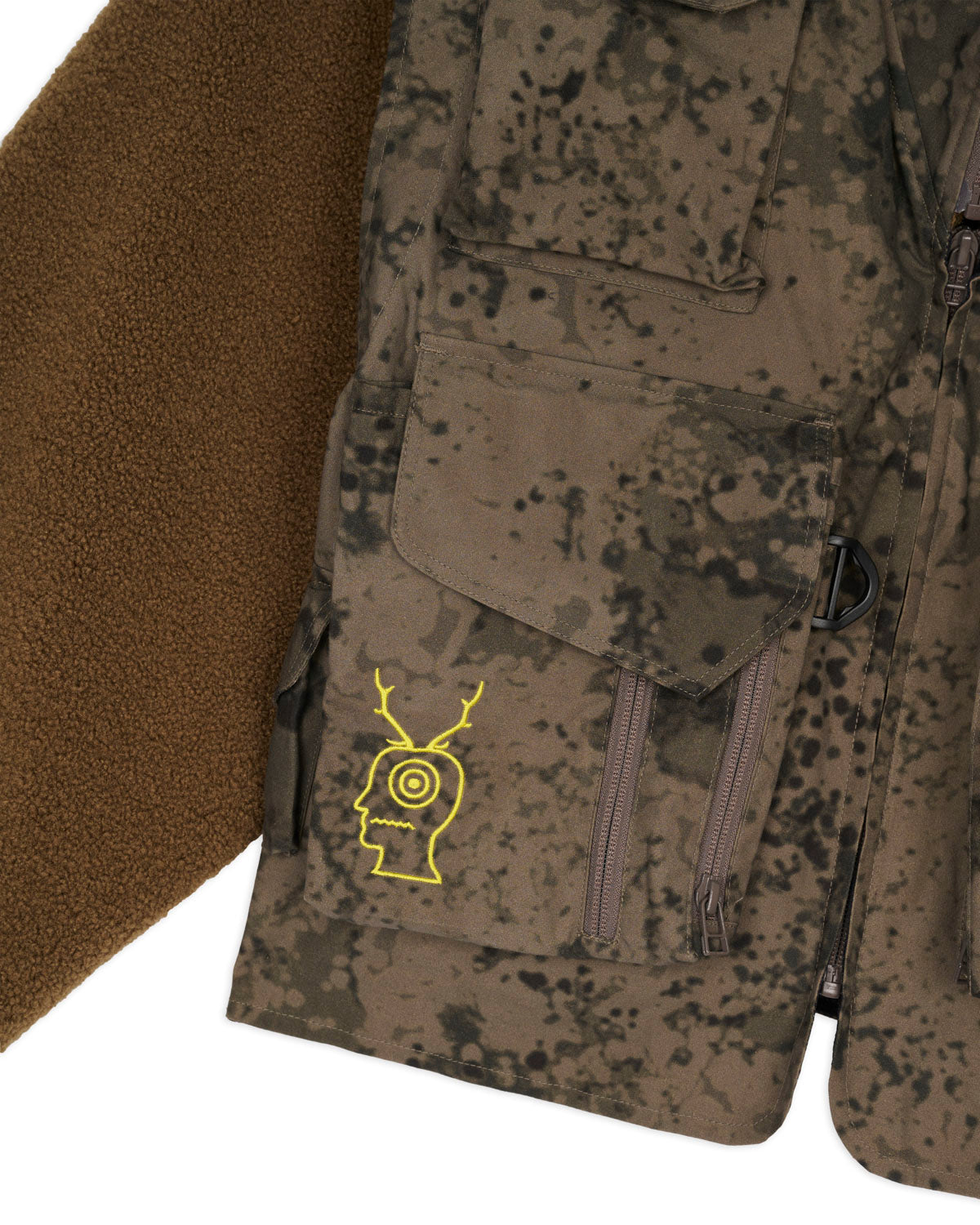 Brain Dead x South2 West8 Fleece Sleeve Tenkara Short Jacket - Grey