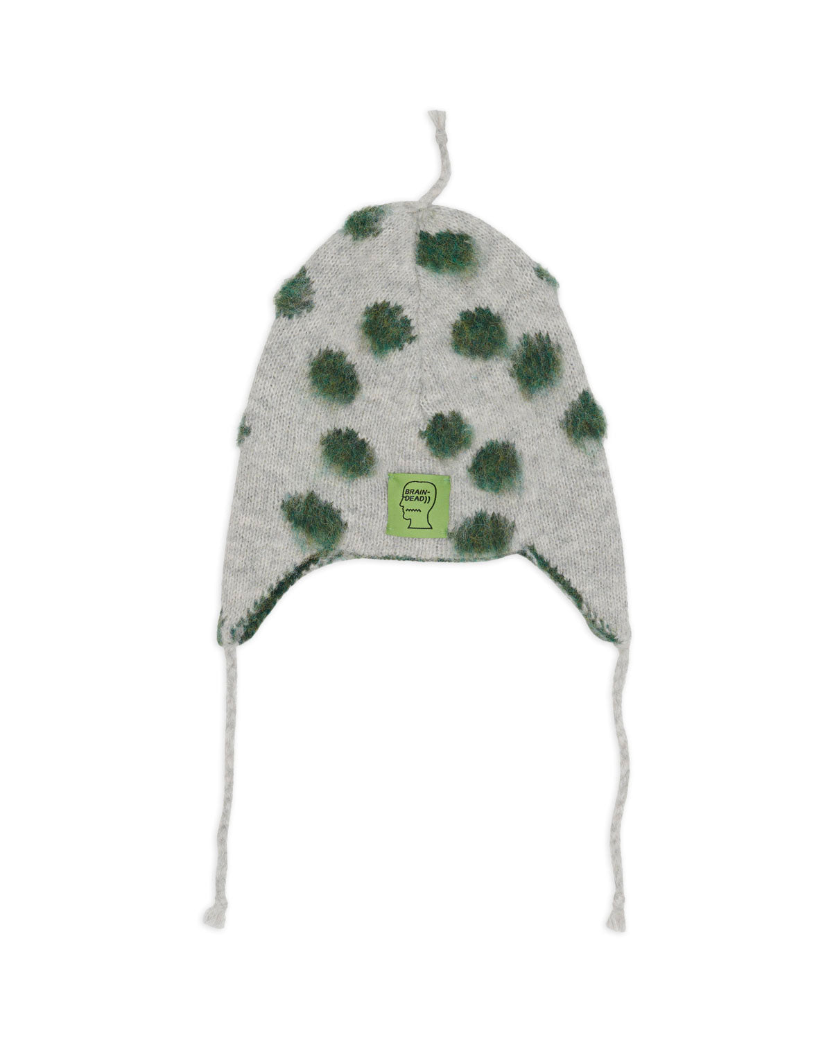 Alpaca Knit Polka Dot Ear Flap Beanie - Olive