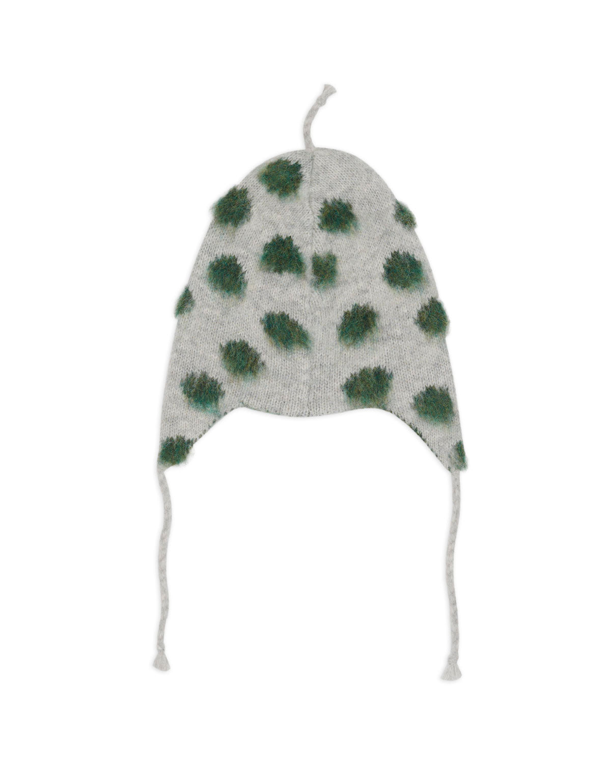 Alpaca Knit Polka Dot Ear Flap Beanie - Olive