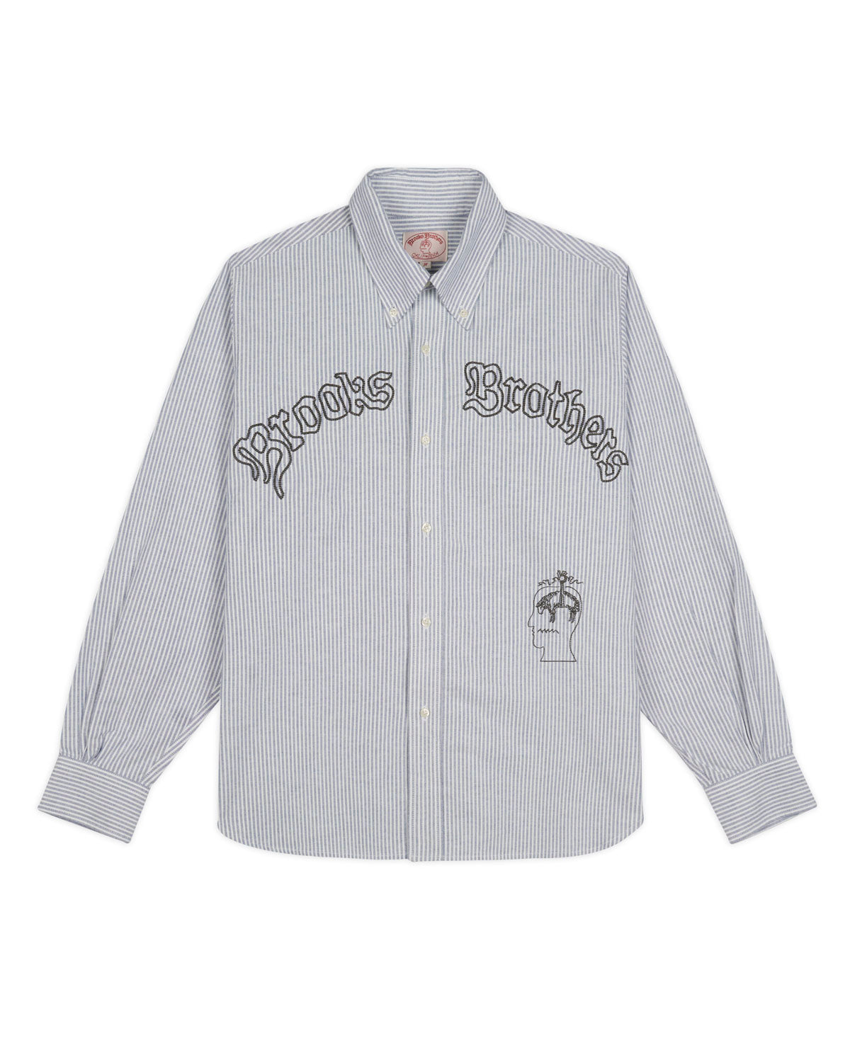 Brooks Brothers California Embroidered Striped Oxford Button Up Shirt - Blue