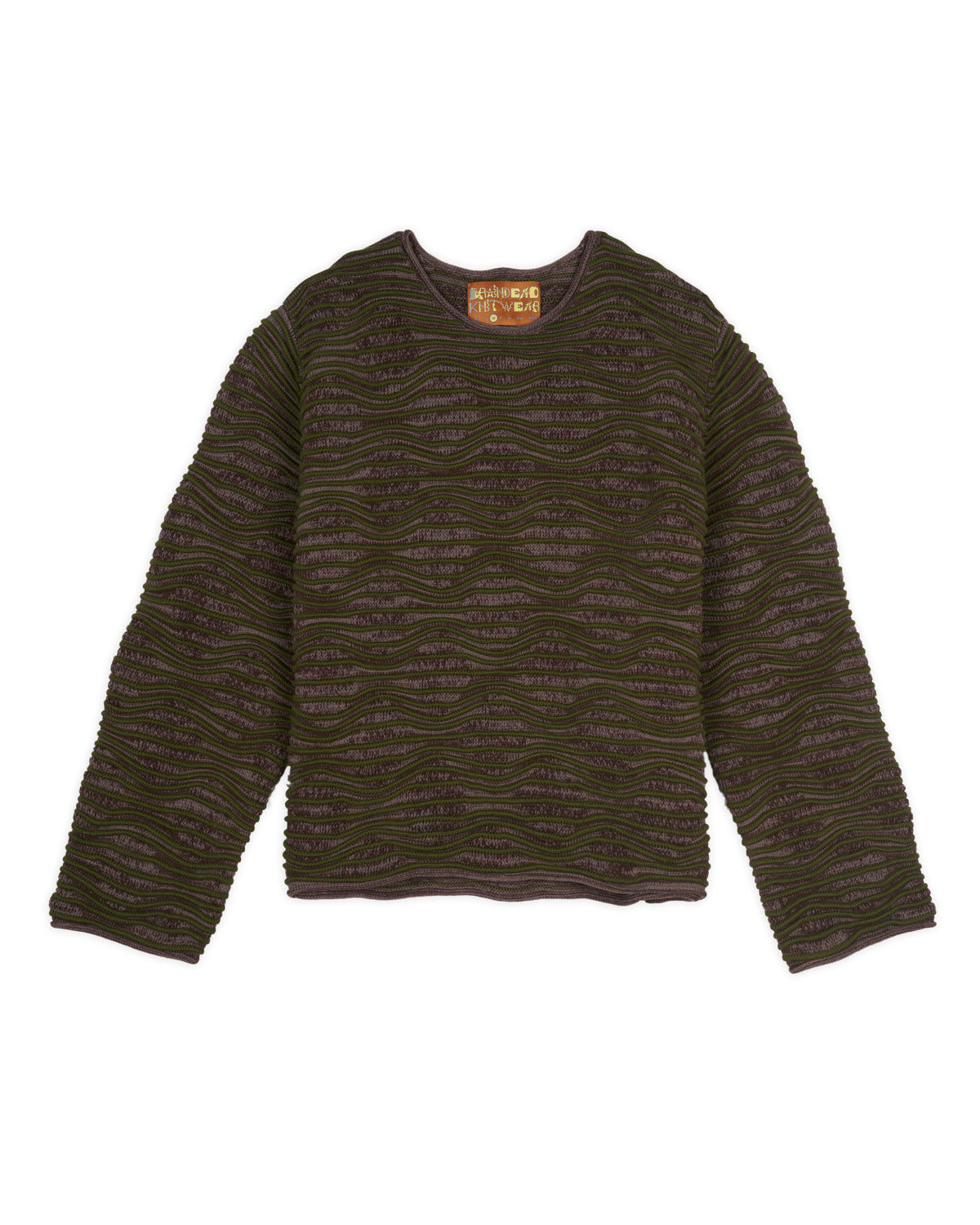3D Wave Cropped Sweater - Forest Green