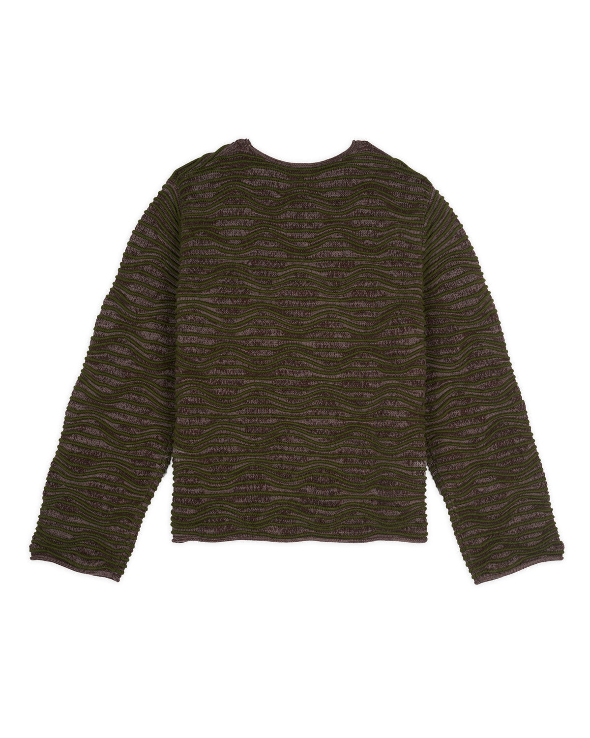 3D Wave Cropped Sweater - Forest Green