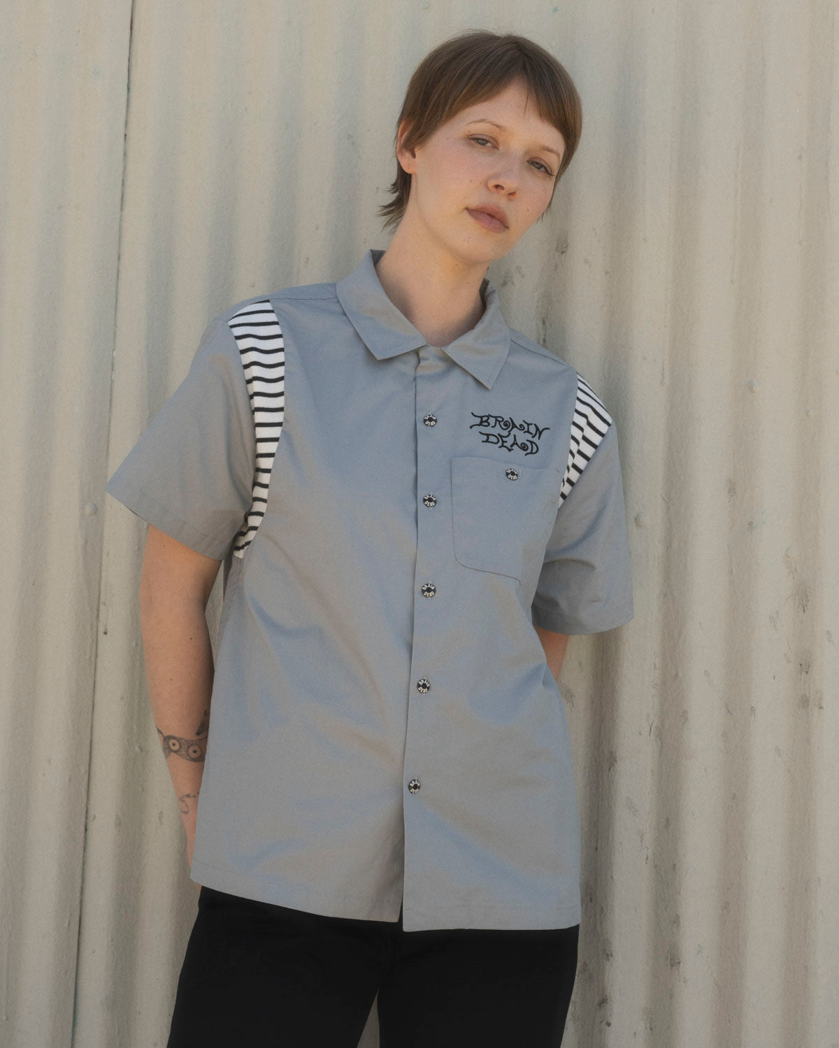 Cobra Flocked Bowling Shirt - Stone