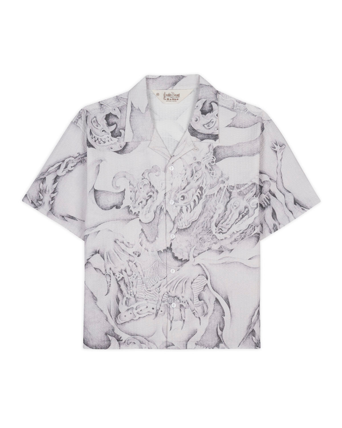 Dragonspeaker Seersucker Short Sleeve Button Up - White Multi