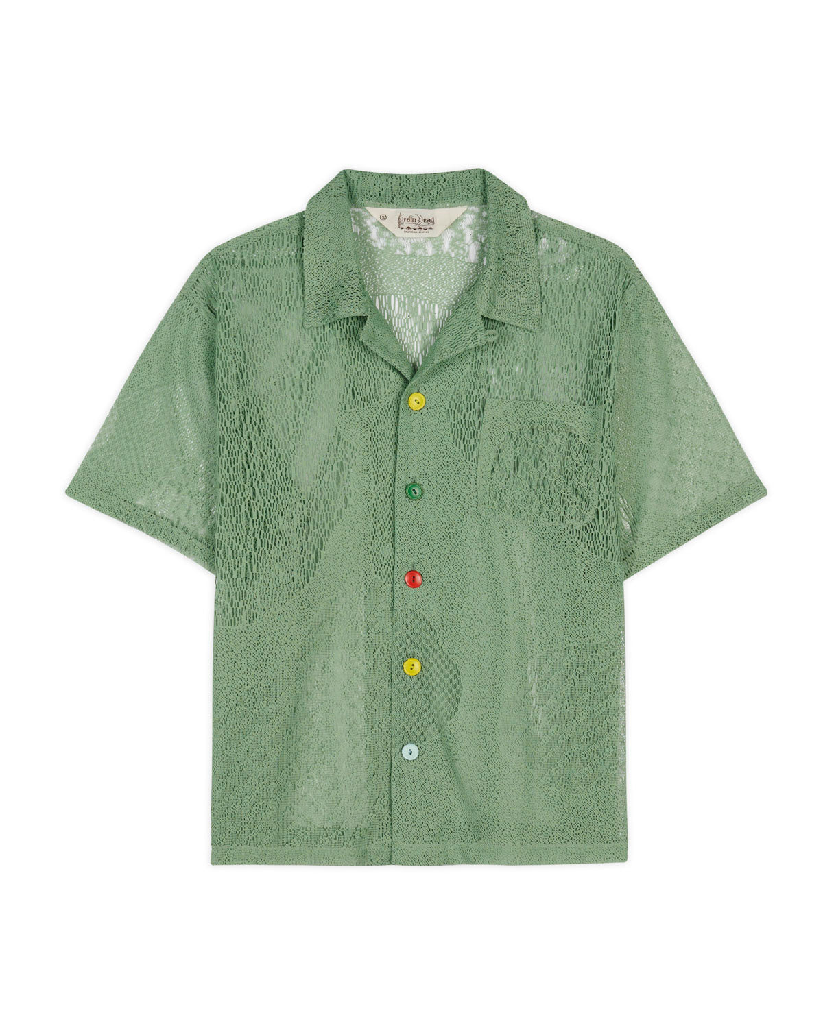 Engineered Mesh Short Sleeve Button Up - Green