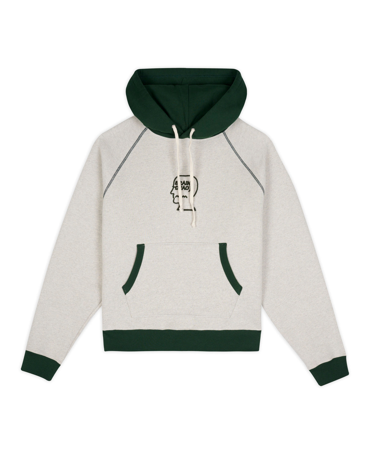 Fleece Logo Head Raglan Hoodie - Oatmeal Green
