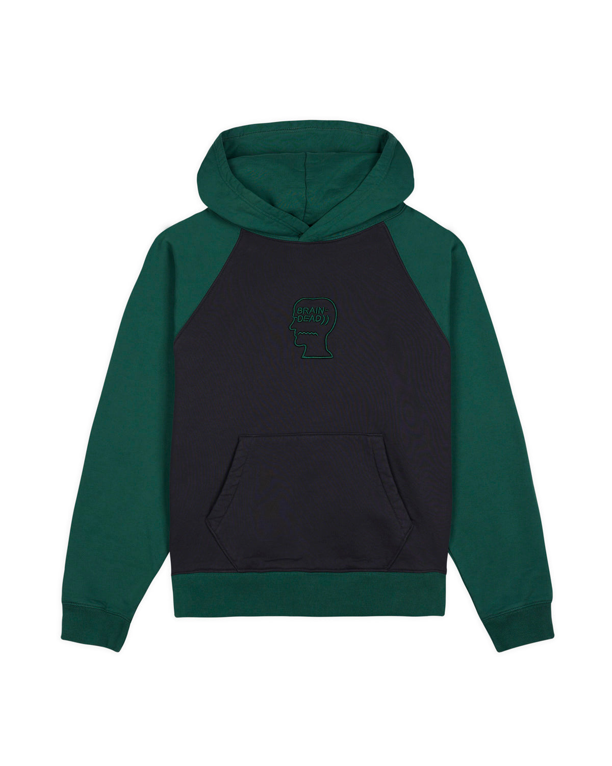 Pigment Wash Logo Head Raglan Hoodie - Navy/Green