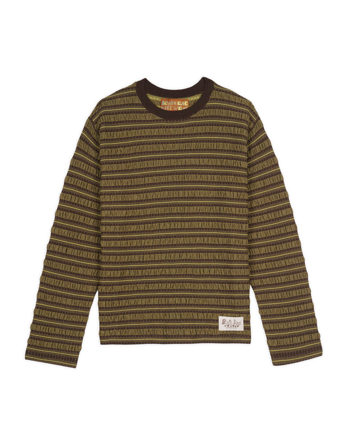 Puckered Stripe Long Sleeve Top - Green