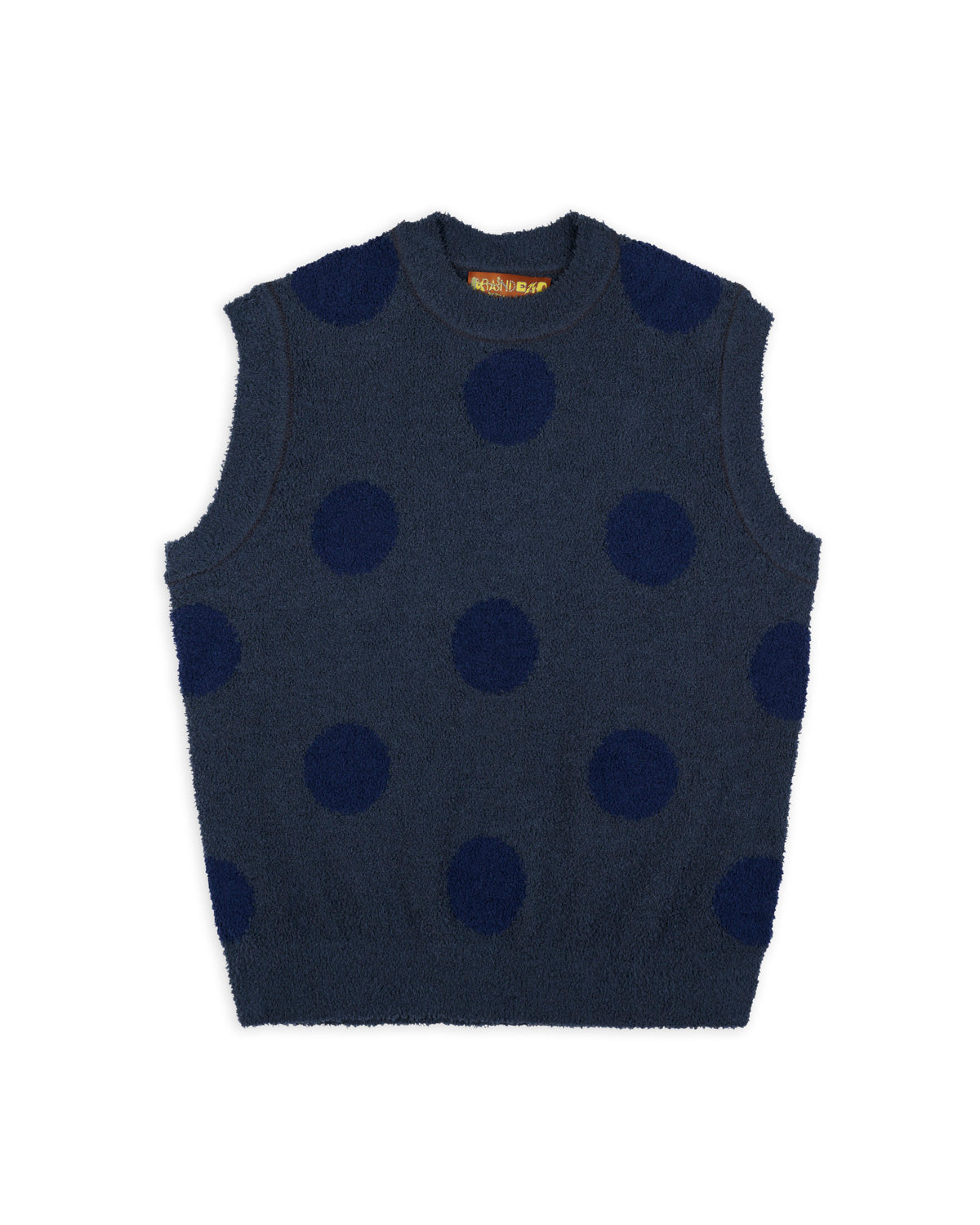 Teddy Fur Dot Knit Vest - Navy