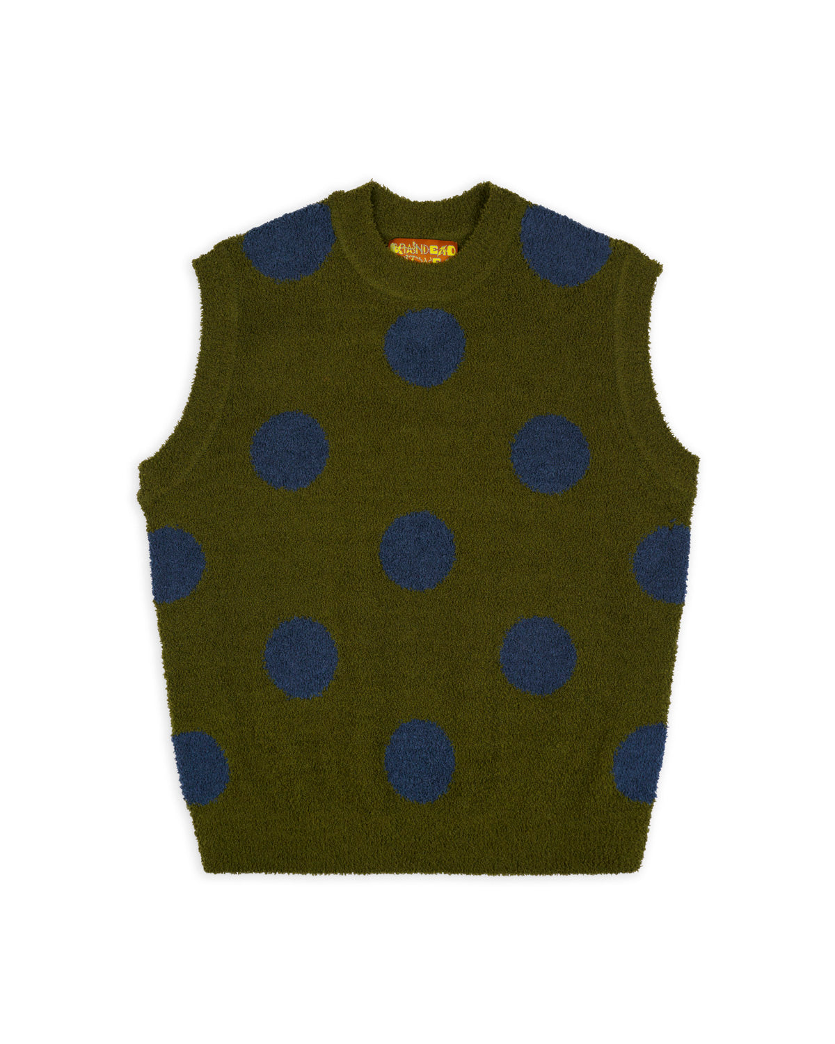 Teddy Fur Dot Knit Vest - Olive