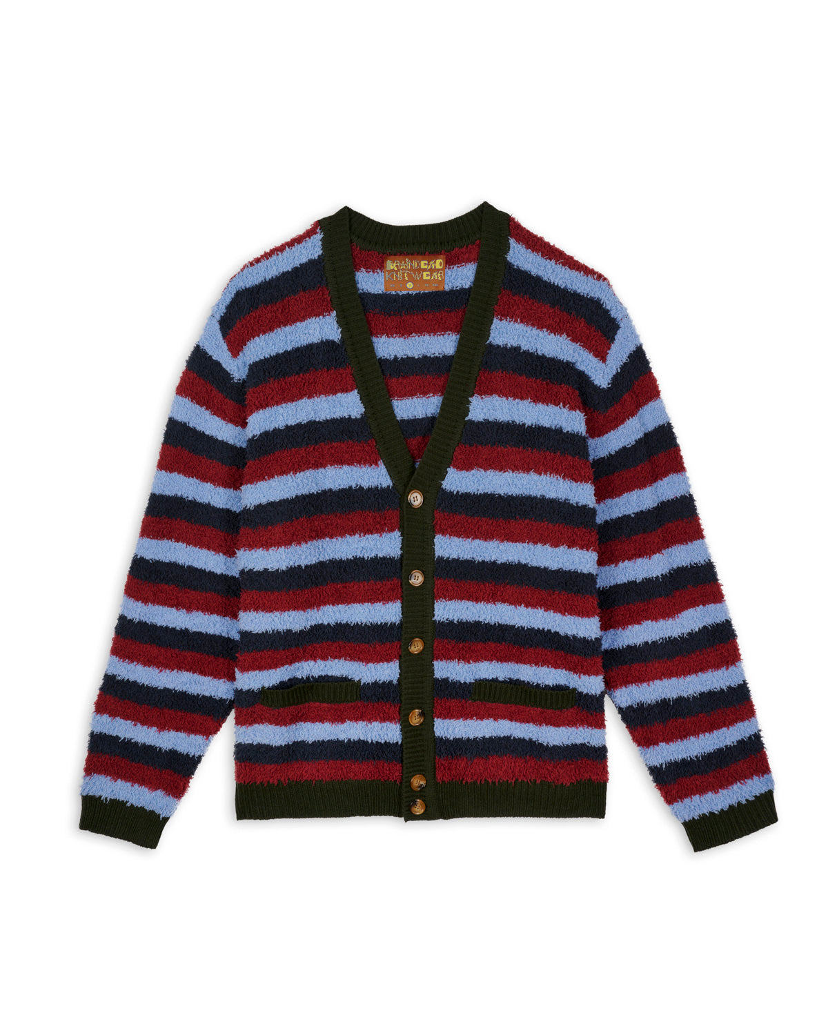 Teddy Fur Striped Cardigan - Blue Multi