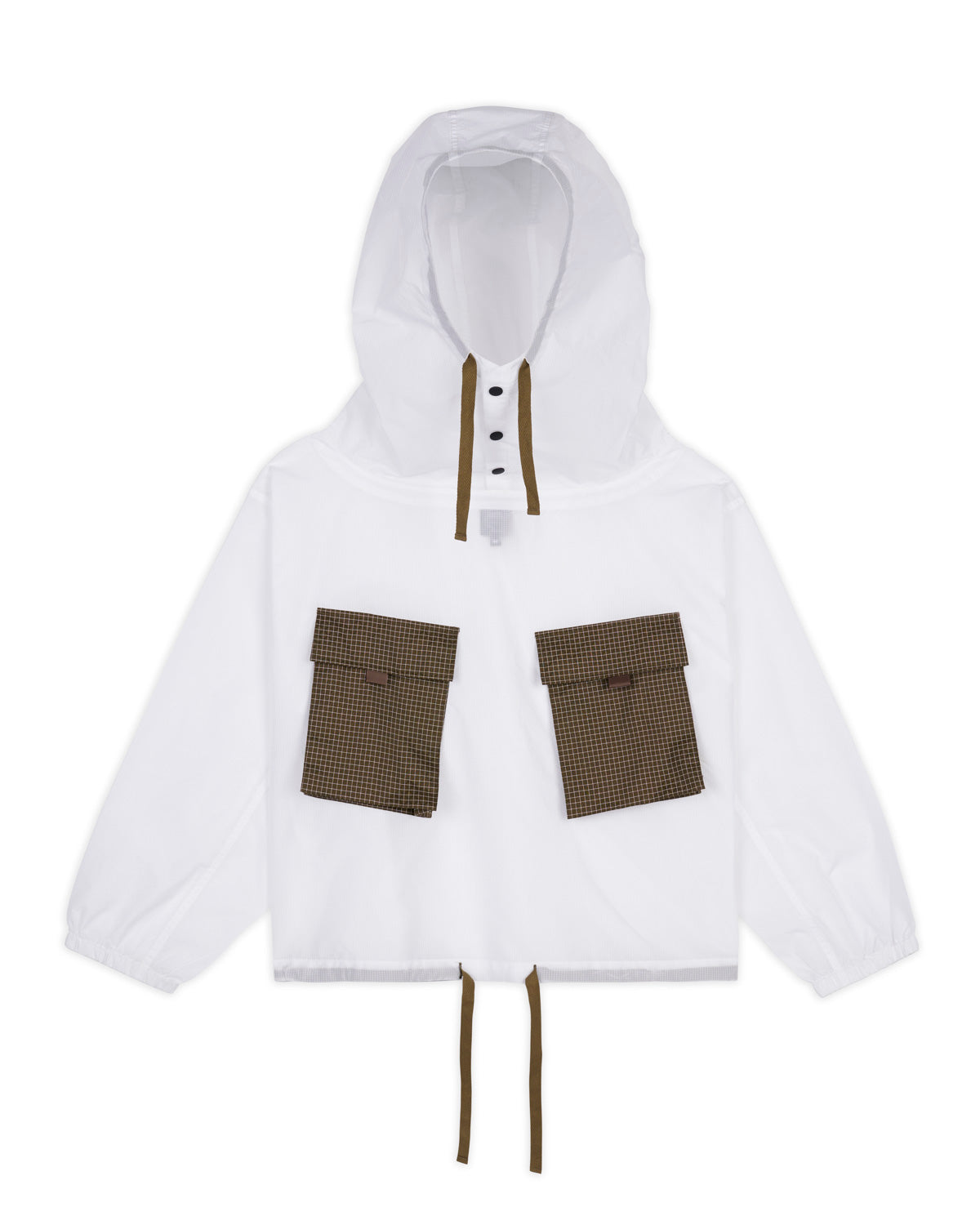 Translucent Military Smock Jacket - White