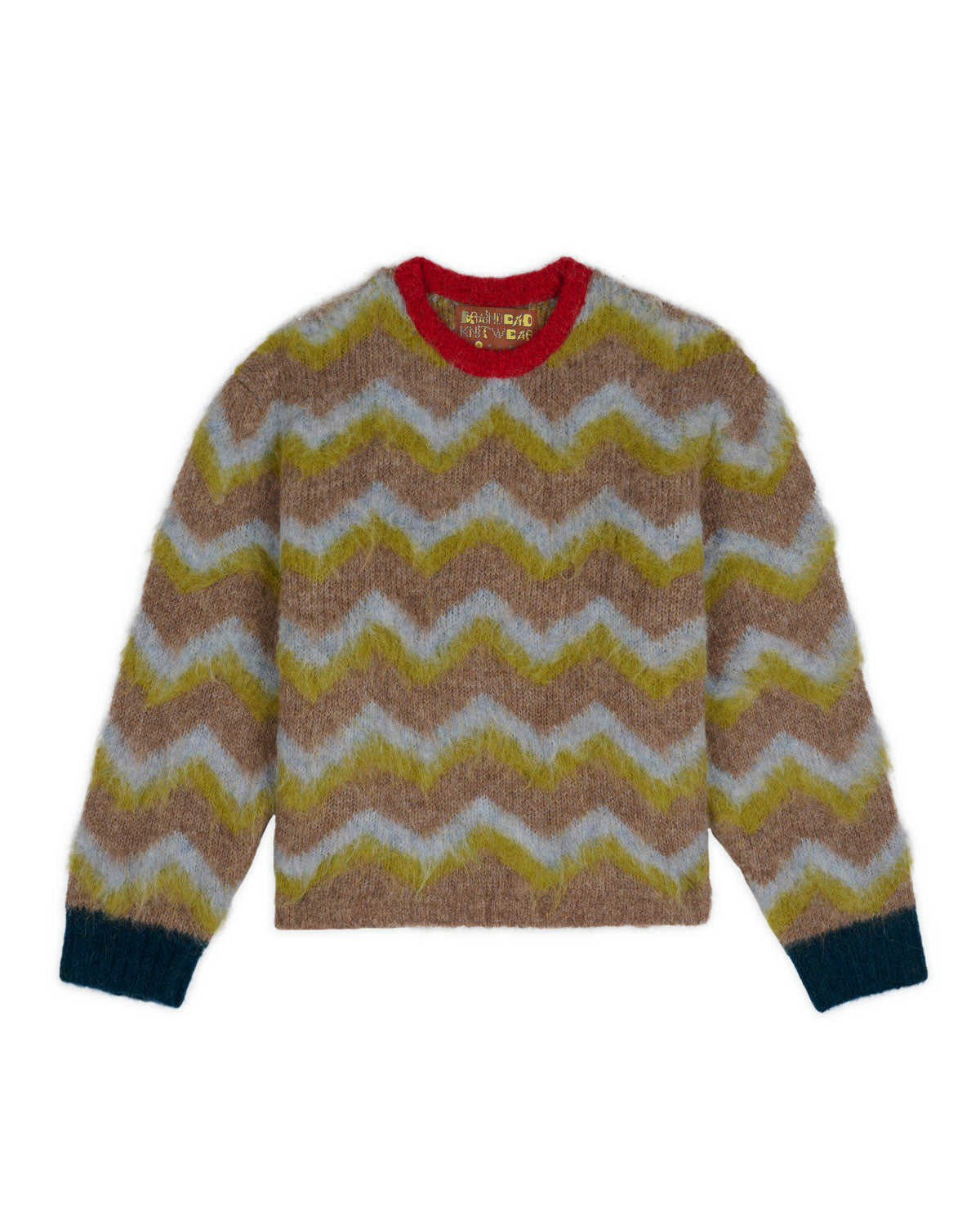 Zig Zag Boxy Knit Sweater - Taupe Multi