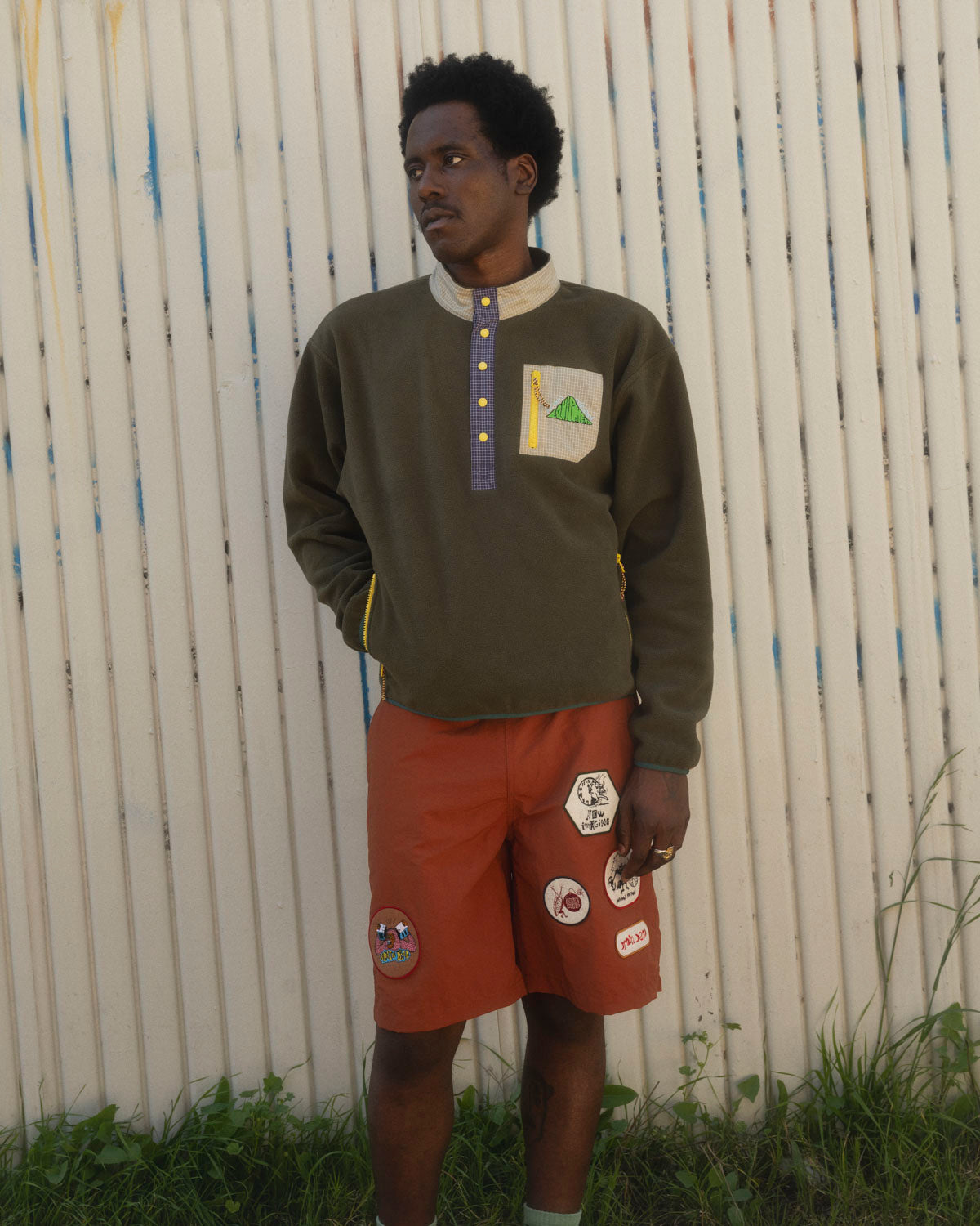 Brain Dead Equipment Ripstop Pullover Fleece Jacket - Olive