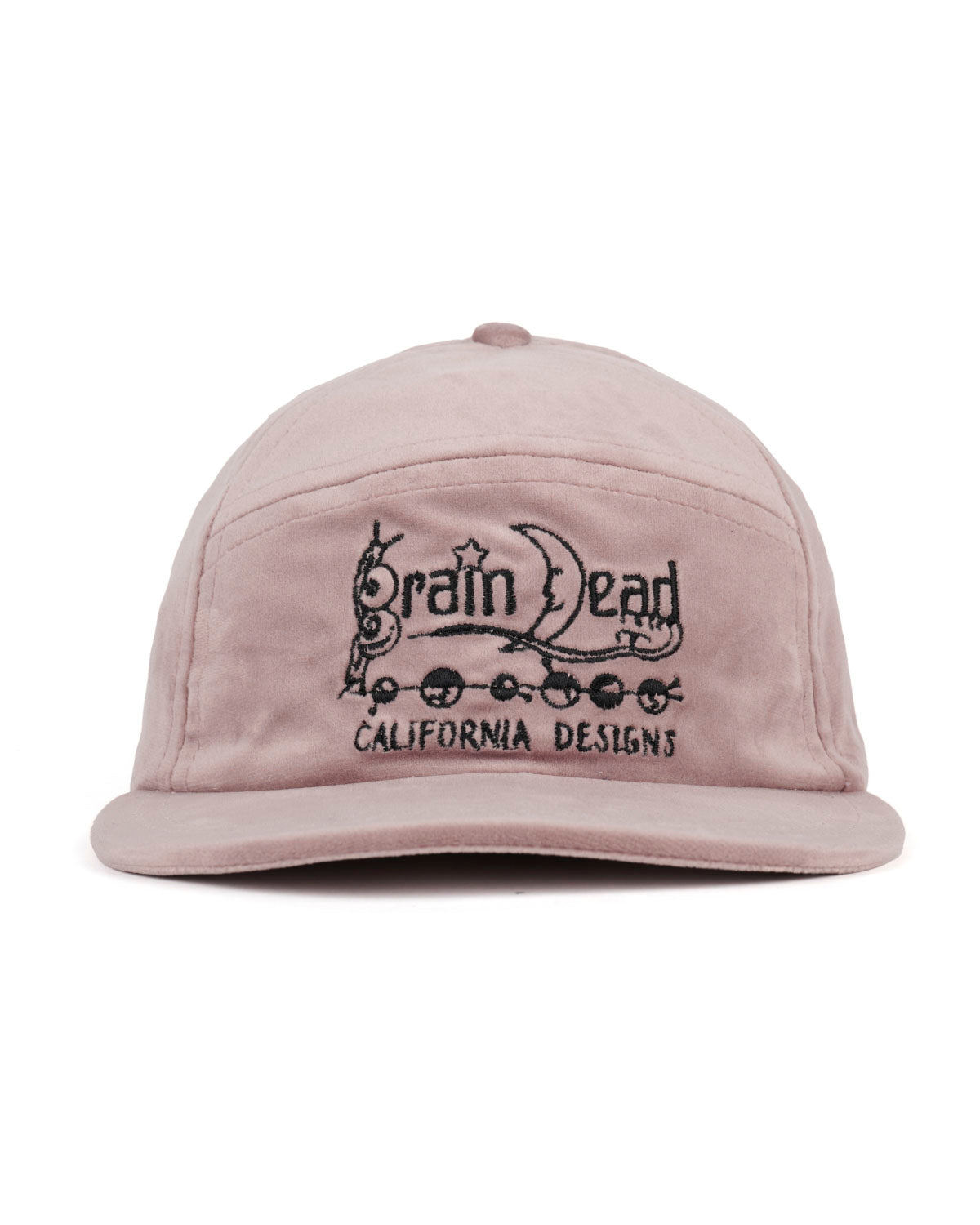 Velveteen Curved Front 6 Panel Hat - Pink
